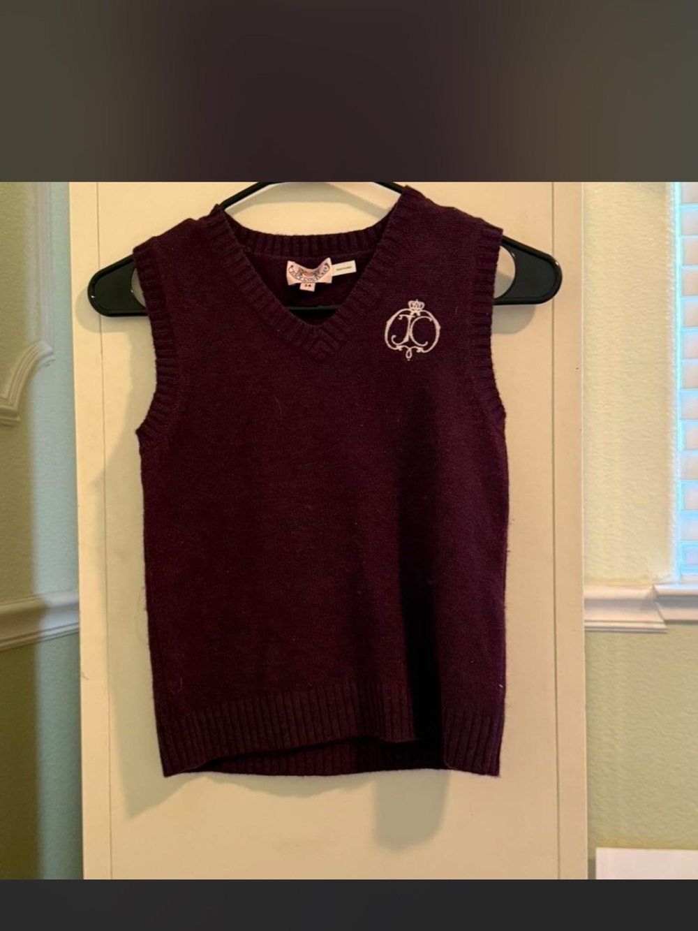 Juicy Couture Girls' sleeveless sweater vest in plum
